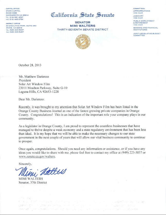 Senator Letter OCBJ