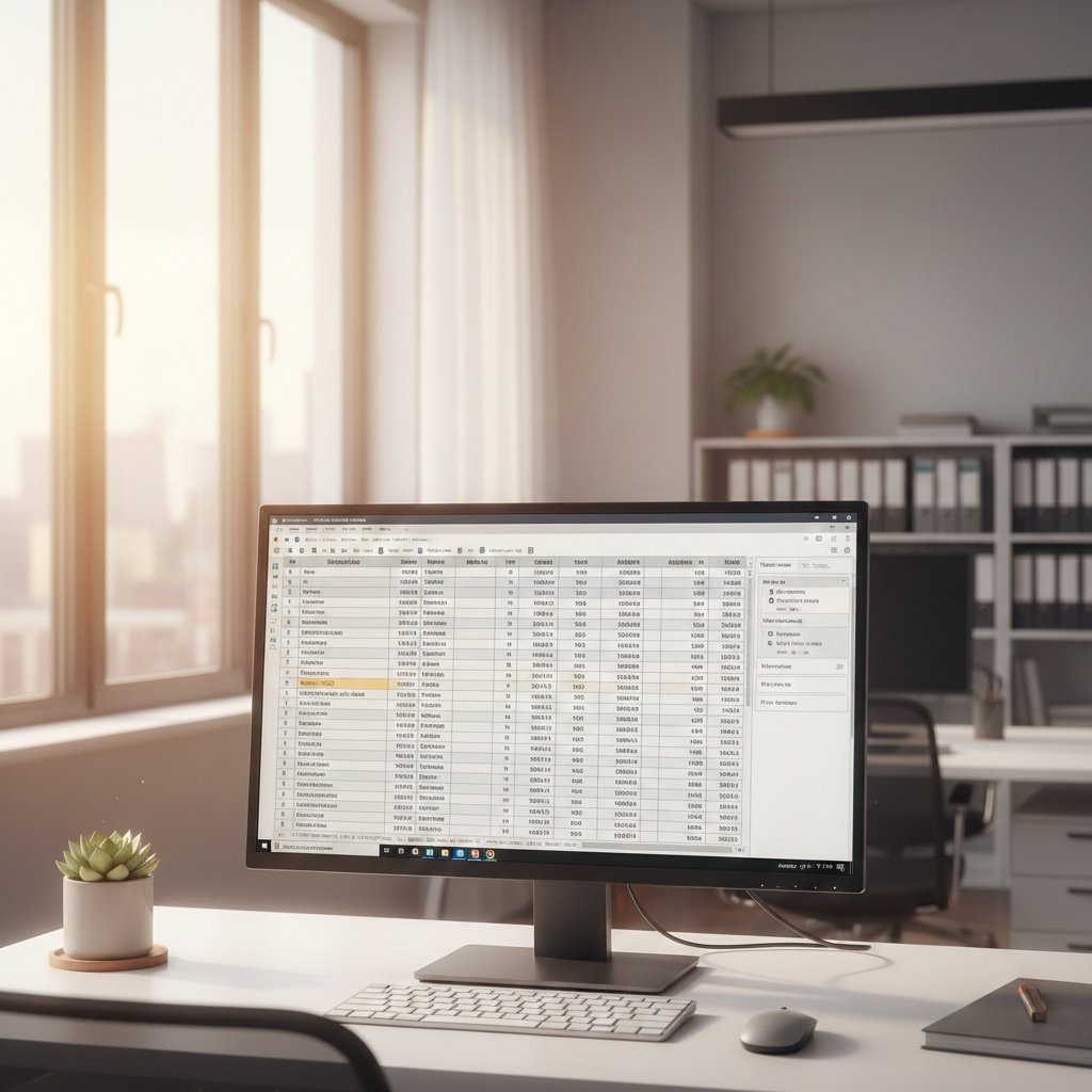 Office computer monitor with anti-glare window film showing clear screen without reflections