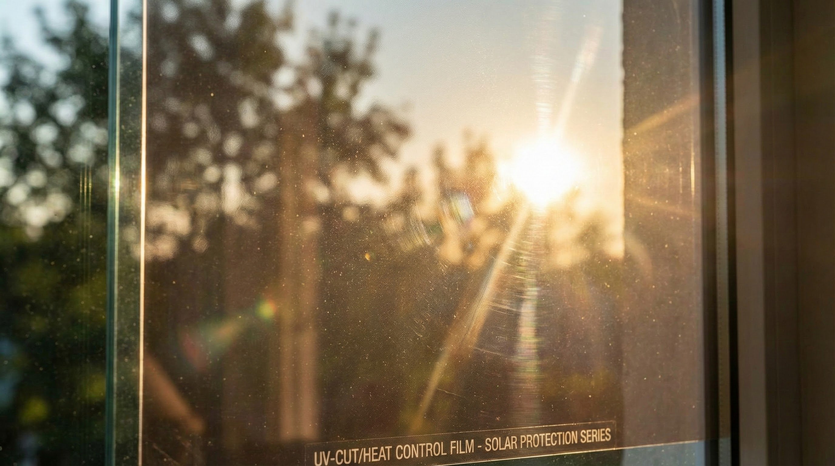 Sunlight and heat exposure affecting window film longevity on building glass