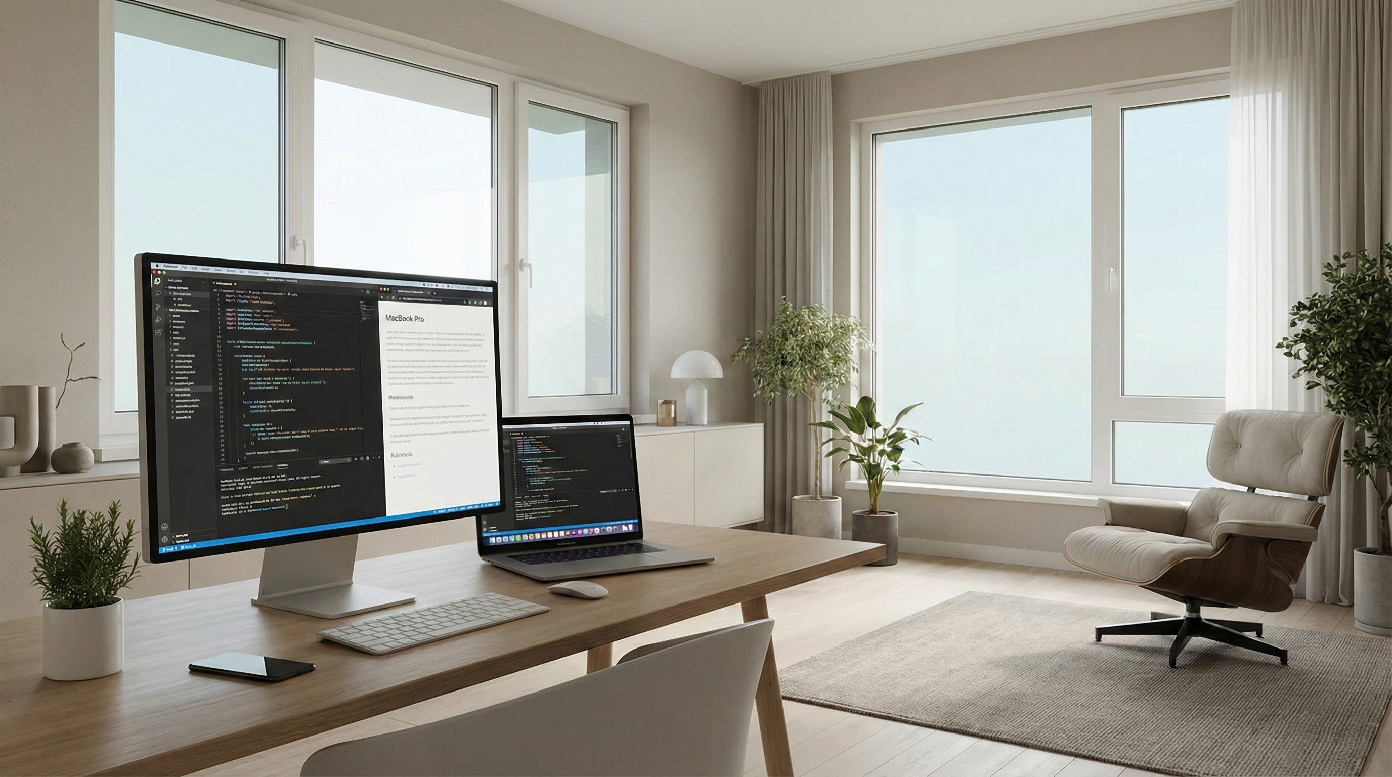 Home office using window film to reduce glare on computer screens