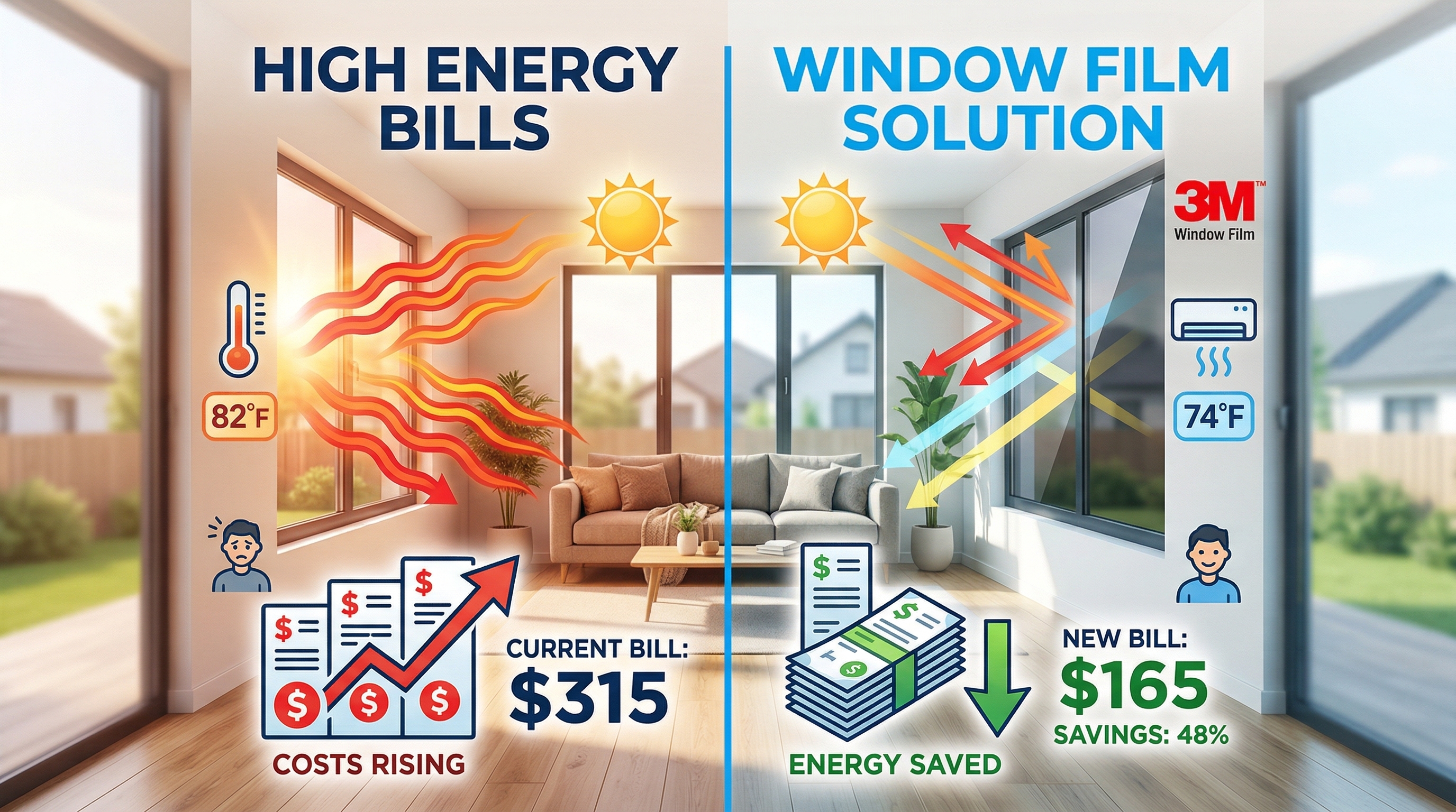 Comparison of window film cost versus long term energy savings for homeowners